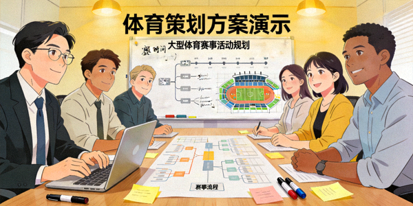 体育策划方案演示 - 团队正在规划大型体育赛事活动